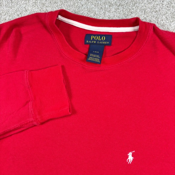 Polo Ralph Lauren Other - Polo Ralph Lauren Waffle Knit Thermal Men Large Red Long Sleeve Pony Logo